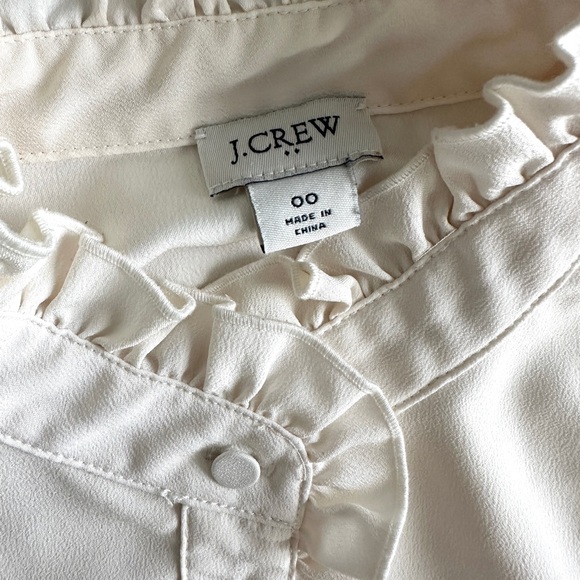 J.Crew Factory Button Up Sleeveless Blouse with Feminine Ruffle 00 XXS - Picture 3 of 6